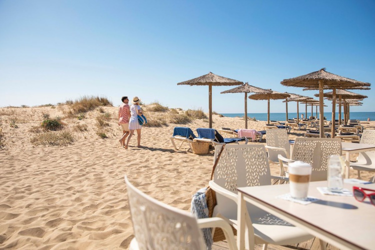 Beach bar & hammocks and parasols at the beach TUI BLUE ISLA CRISTINA PALACE Hotel Isla Cristina, Huelva, Spain